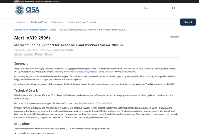 Windows 7 免费支持明年 1 月到期   美电脑紧急应变小组发警告