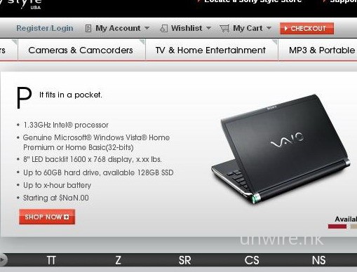 美國官網洩露 Sony Netbook 命名 VAIO P
