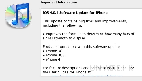 官方 iOS 4.0.1 推出．修正 iPhone 訊號顯示問題