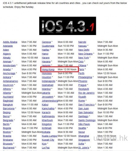 首個完整版（Untethered）iOS 4.3.1 Jailbreak 鐵定於 4/4 中午 12 時發佈！
