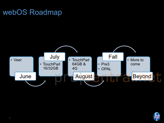 webOS 新機款 2011 年下半年 Roadmap 流出！
