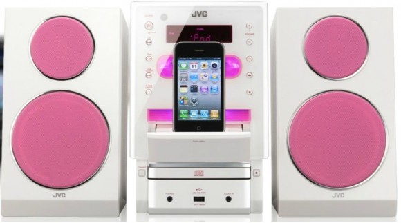 靚靚粉紅 iPhone/iPad 迷你音響組合 – JVC UX-LP55