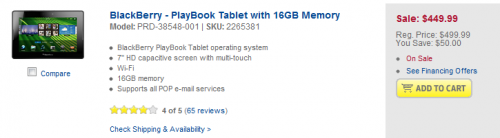 美國 BlackBerry PlayBook 大減價？
