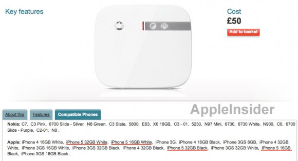 [風繼續吹] Vodafone 周邊產品推出洩漏 iPhone 5 顏色、容量？