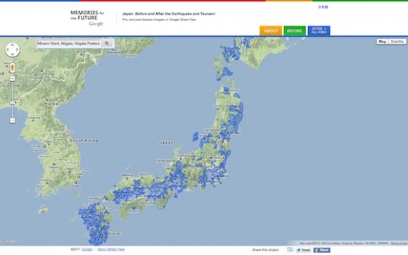 Google推出日本地震前後地圖對照 為後人留下歷史印記