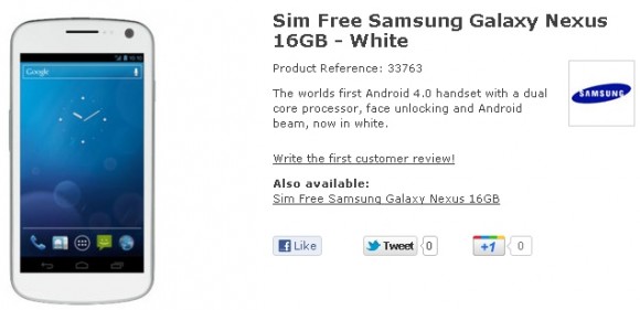 白色 Samsung Galaxy Nexus 來了,二月開售