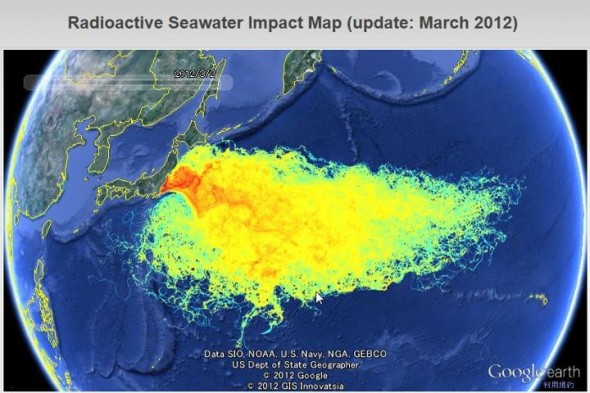 福島核電廠輻射外洩影響的海洋區域不斷擴大