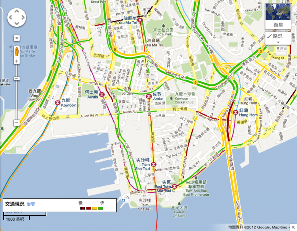 Google Maps路況顯示終於支援香港