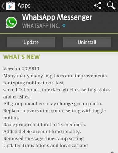 Android WhatsApp 更新！Group Chat 增至 15 人