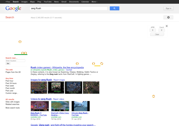 Google新搞作：蟲族入侵搜尋介面！