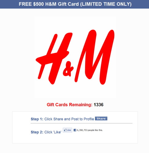 假 H&M $500 Coupon，勿按勿分享！