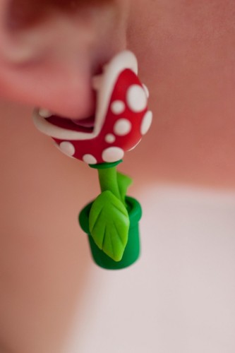 機迷潮物  Mario 食人花耳環