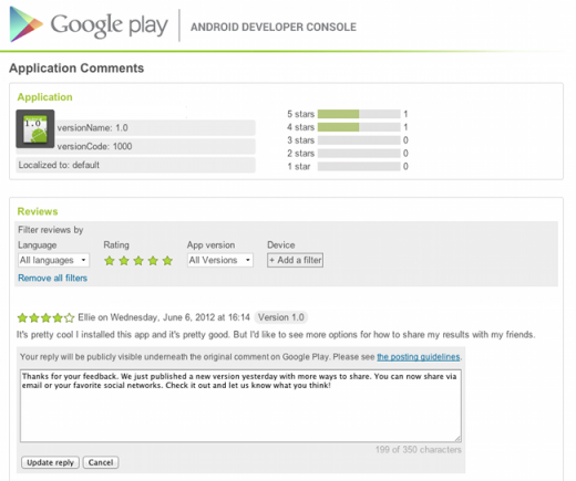 有問有答：Google Play新增開發者回覆功能