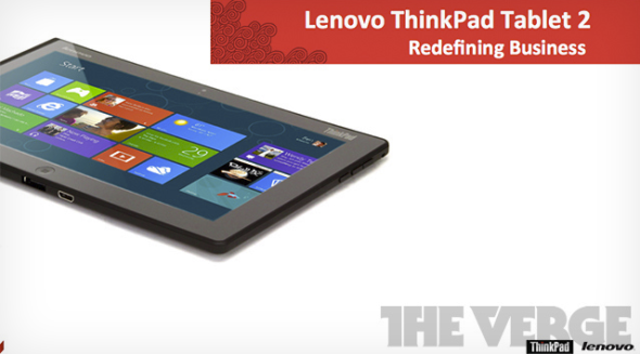 再戰商用平板　配備 Windows 8 Lenovo ThinkPad Tablet 2 曝光