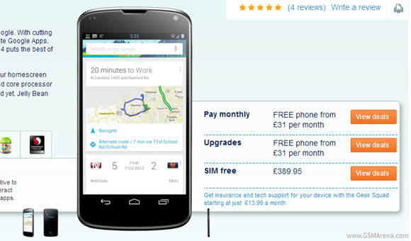 Nexus 4 英國開售，街價貴足四成！