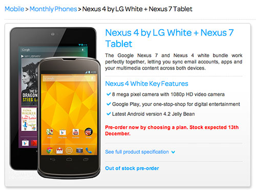 12 月中發售！LG Nexus 4 將會有白色版本