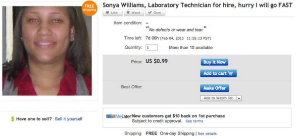 在 eBay 拍賣自己．叫僱主出價爭自己