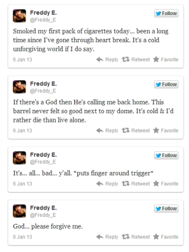 rapper Freddy E 在 Twitter 上留言後自殺