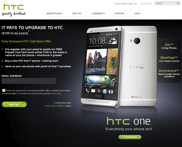 去舊迎新！HTC 送錢比你換 HTC One
