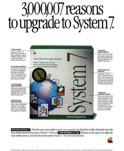 300 萬個理由升級至 System 7？Apple 20 年前的誇張廣告