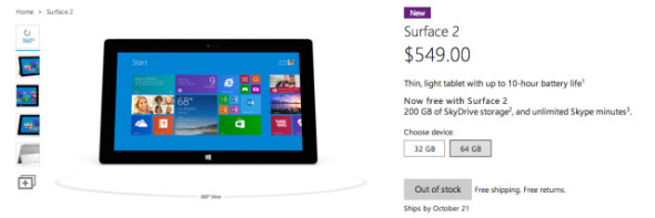 銷售勝預期？Surface 2 平板數日內售罄