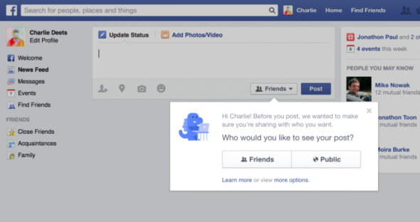 Facebook 狀態設定預設將由「公開」轉為「朋友」