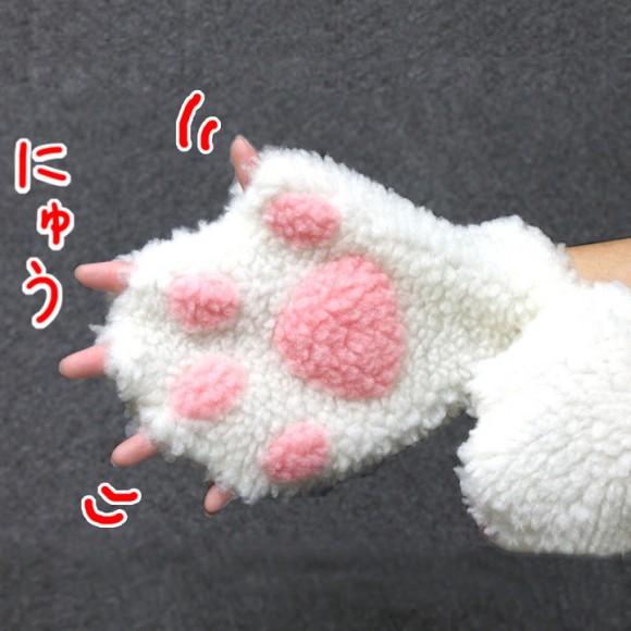 日本貓奴最新作品 :  暖笠笠肉球手套 (可伸貓爪)