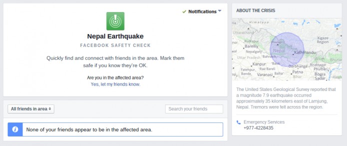 尼泊爾地震 Facebook、Google 協助尋人報平安