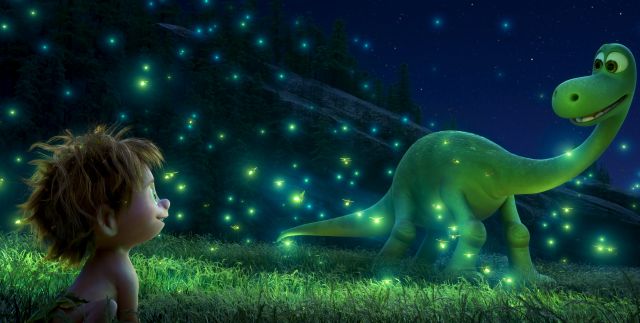 THE GOOD DINOSAUR – SEEING THE LIGHT — An Apatosaurus named Arlo makes an unlikely human friend in Disney•Pixar’s “The Good Dinosaur.” Directed by Peter Sohn, “The Good Dinosaur” opens in theaters nationwide Nov. 25, 2015. ©2015 Disney•Pixar. All Rights Reserved.