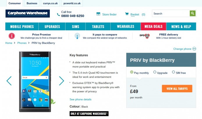 下月初上市  BlackBerry PRIV 英國預訂開始
