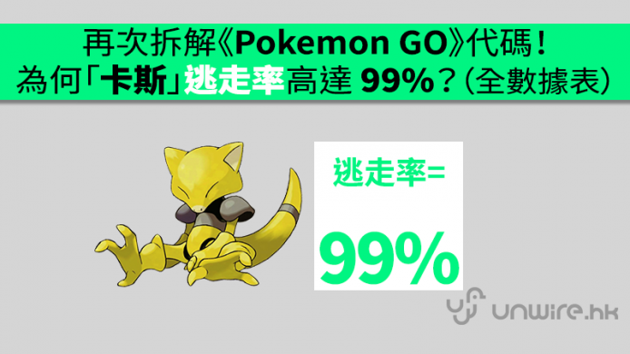 再次拆解《Pokemon GO》代碼！為何「卡斯」逃走率會高達 99%？（全數據表）