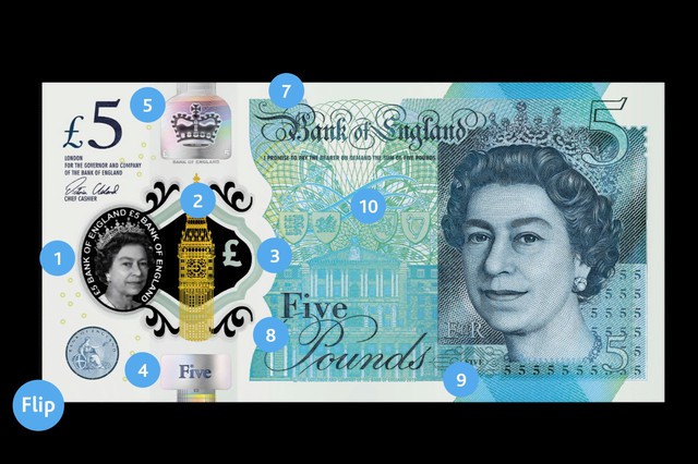 唔怕假膠！英國推出手機 App 檢查新 5 鎊鈔票