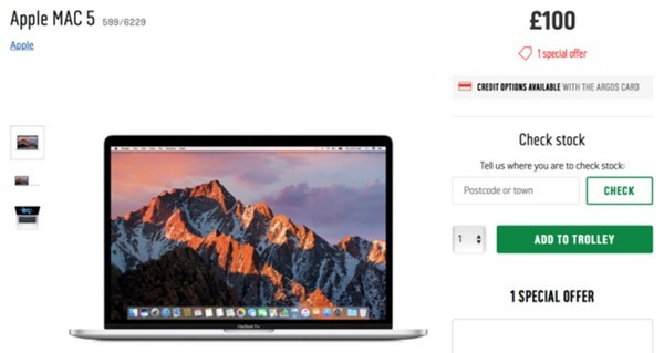 史上最平？英國 Argos 賣新版 MacBook Pro 竟然 1,000 港元有找