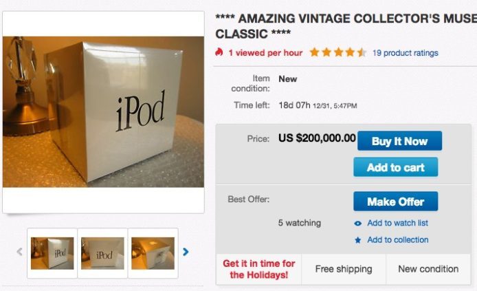 初代 iPod 有價！eBay 拍賣 20 萬美元