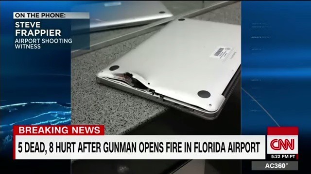 佛羅里達機場槍擊案  MacBook 救男士一命