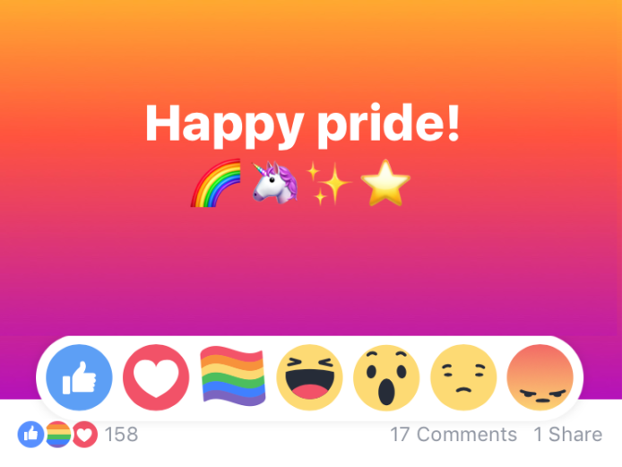 Facebook 開放彩虹回應，支持 LGBTQ