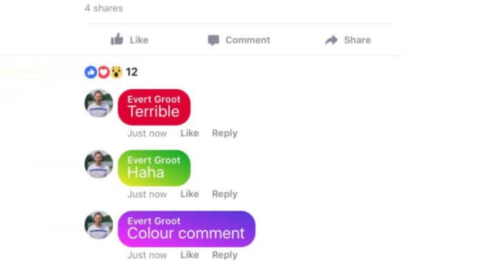 Facebook準備推出回覆加彩色背景功能　可自選實色或漸變色