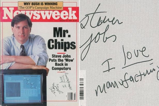 Steve Jobs 親筆簽名加留言  拍賣舊雜誌 5 萬美元成交