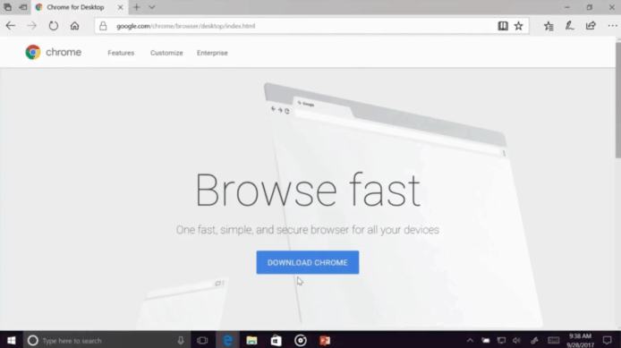 【有片睇】微軟超糗 !  Edge 出事 即場安裝 Google Chrome
