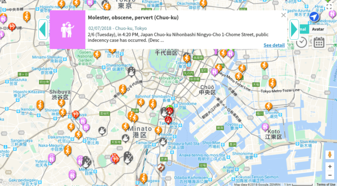 癡漢出沒注意  日本推罪案互動地圖警惕市民