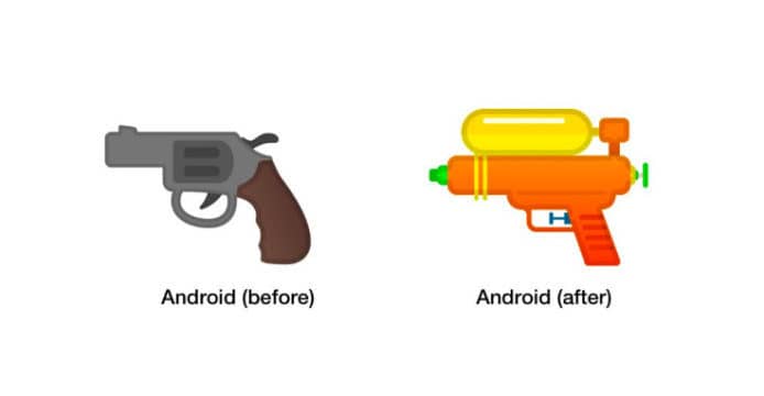 手槍終於變水槍  Google 改 Emoji 設計剩 Microsoft 死守不變