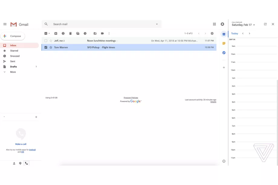 Gmail 新網頁介面　整合日曆+Note