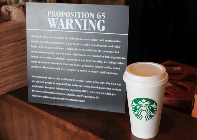 未能釋除疑慮  加州裁定咖啡店需標明致癌警告