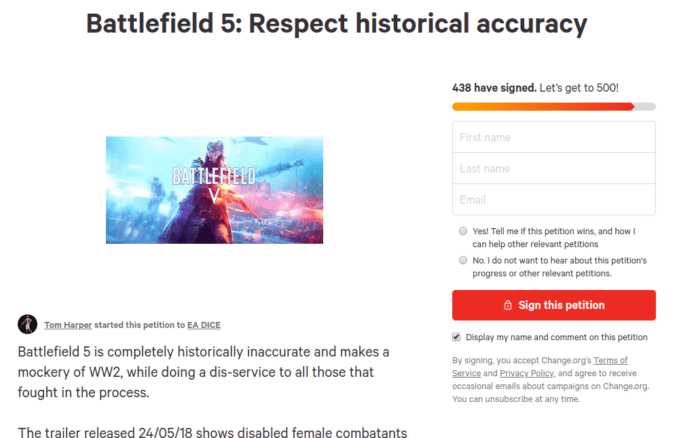 玩家網上請願   要求《Battlefield 5》忠於史實