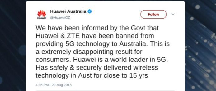 澳州宣佈禁止華為、中興提供 5G 技術和設備