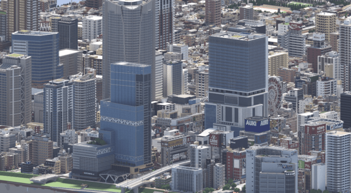 用Minecraft製作現代日本都市　細緻度超高更有鐵路系統