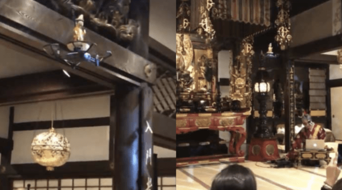 【有片睇】日本佛寺用航拍機上演飛行大佛