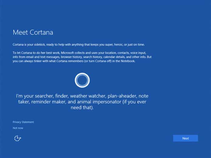 Microsoft 於 Windows 10 安裝程式收起 Cortana 避免阻礙用戶