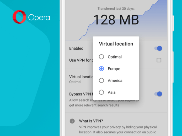 Android 版 Opera 瀏覽器將內置免費 VPN