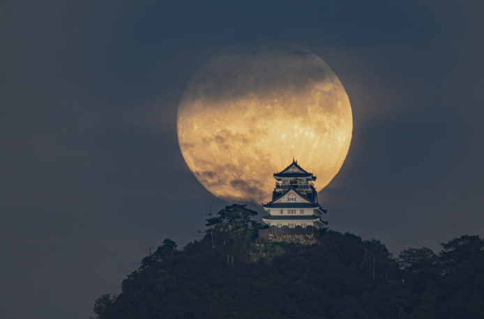 經典日本名城與巨大月亮相輝映 　中秋佳節日本攝影師拍高質相片